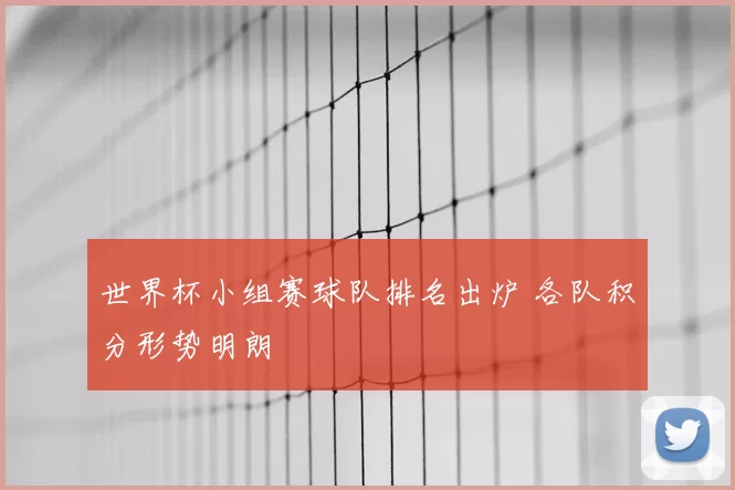 世界杯小组赛球队排名出炉 各队积分形势明朗